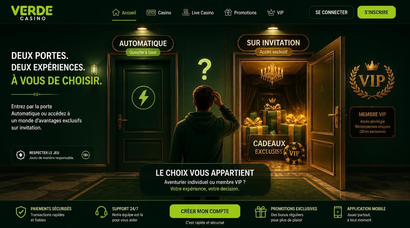 Choix entre VIP automatique ou VIP sur invitation illustré par deux portes